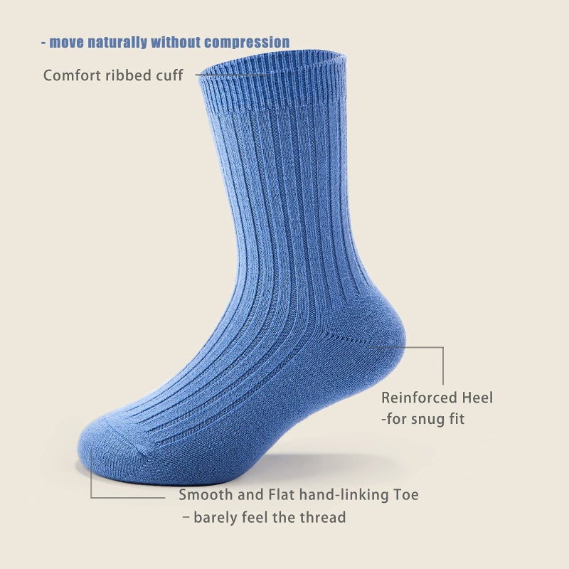 HowJoJo Big Boys Wool Socks Kids Crew Seamless Winter Warm Thermal Socks 6 Pack 6 Pack 8/9/10T - Image 3
